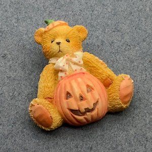 Enesco Cherished Teddies Pin Brooch 1995 Halloween Teddy Bear Jack O Lantern